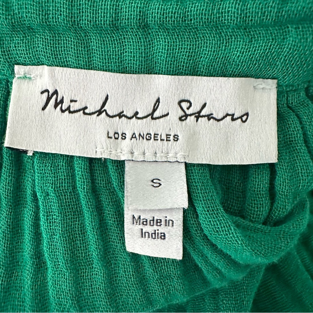 Michael Stars Sonia Cottagecore Boho Cotton Gauze Tiered Dress Kelly Green NWOT - Picture 12 of 13